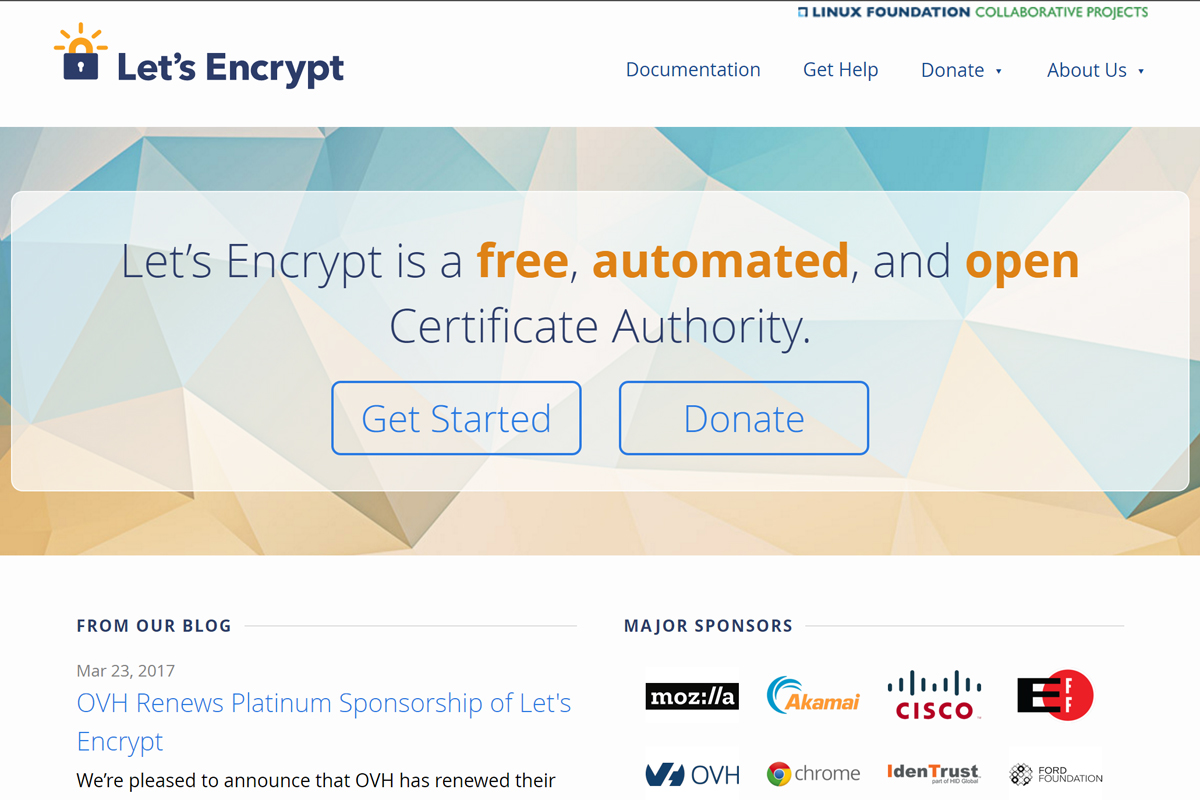 Let's Encryptのホームページ画像