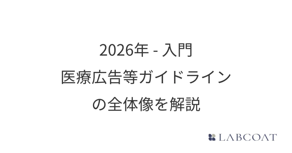 2026年 - 入門 医療広告等ガイドラインの全体像を解説