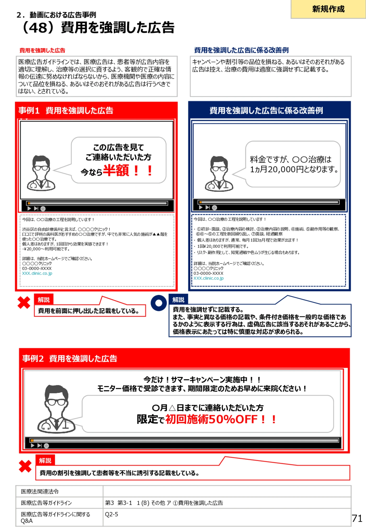（48）費用を強調した広告 - 医療広告規制におけるウェブサイト等の事例解説書（第６版）